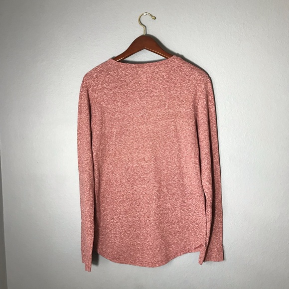 Long Sleeve Heathered Red Pocket Tee - Picture 2 of 2